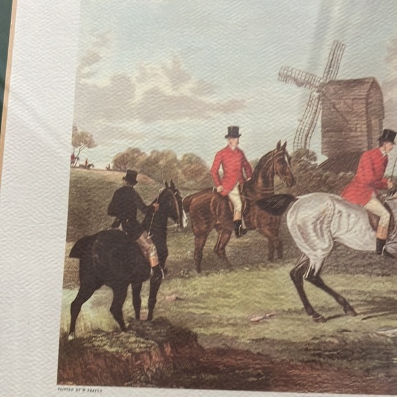 “The Meet” matted over plexiglass framed Vintage print hunting scene W Shayer - Picture 4 of 9